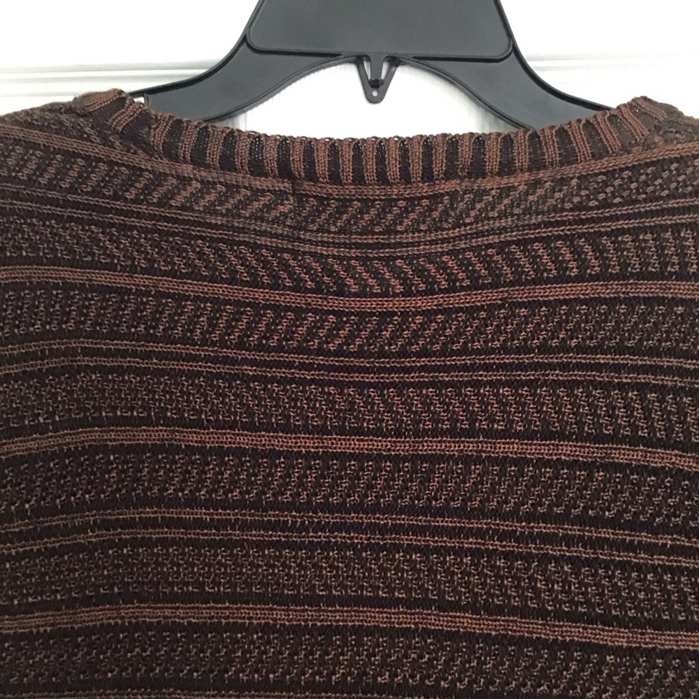 Jones New York Sweater M Short Sleeve Brown With Shoulder Pads - Picture 7 of 9